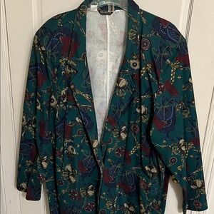 Willowbend Teal Blazer with Navy, Burgundy & Gold Chain Print